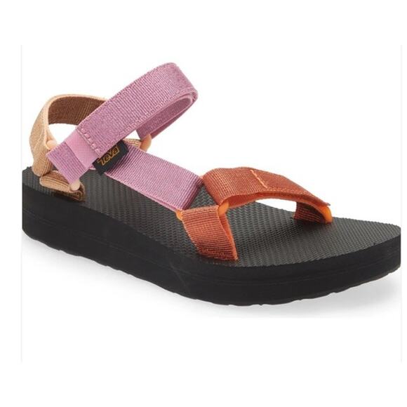 TEVA Girls Kids Midform Universal Metallic Sandals Shoe Size 5 Pink Multi Reef - Picture 1 of 8